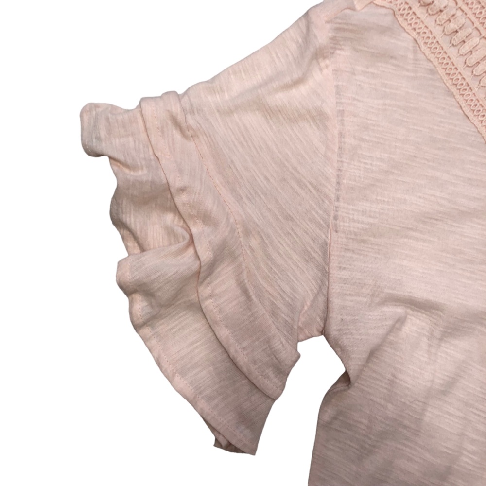 Philosophy Ruffle Short Sleeve Top Crochet Pale Pink Size XS - Picture 5 of 8